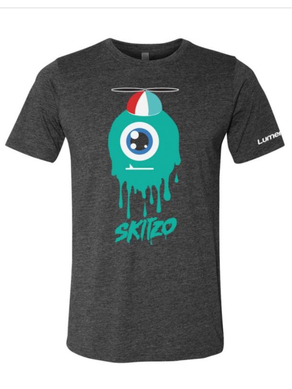 SKITZO FPV T-Shirt teal melting Monster 
Eyeball wearing a propeller hat